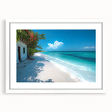Extra large textured abstract art print depicting a Kenyan landscape in earthy tones, framed with a white mat.