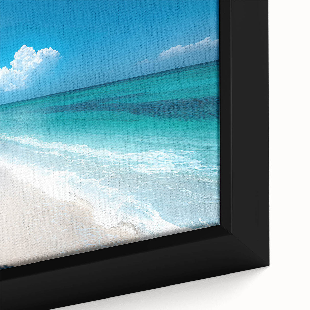 Close-up of a textured black wall art depicting a vibrant African savannah scene on a framed canvas.