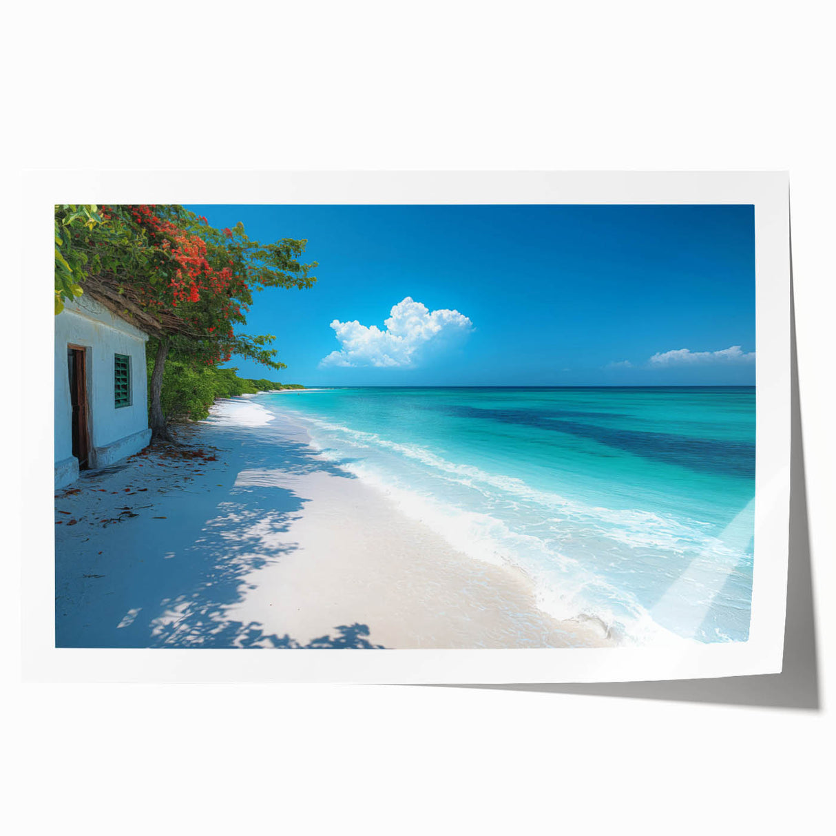 Extra large rolled print of a Kenyan landscape with vibrant greens and earth tones, ideal for dining room wall art.