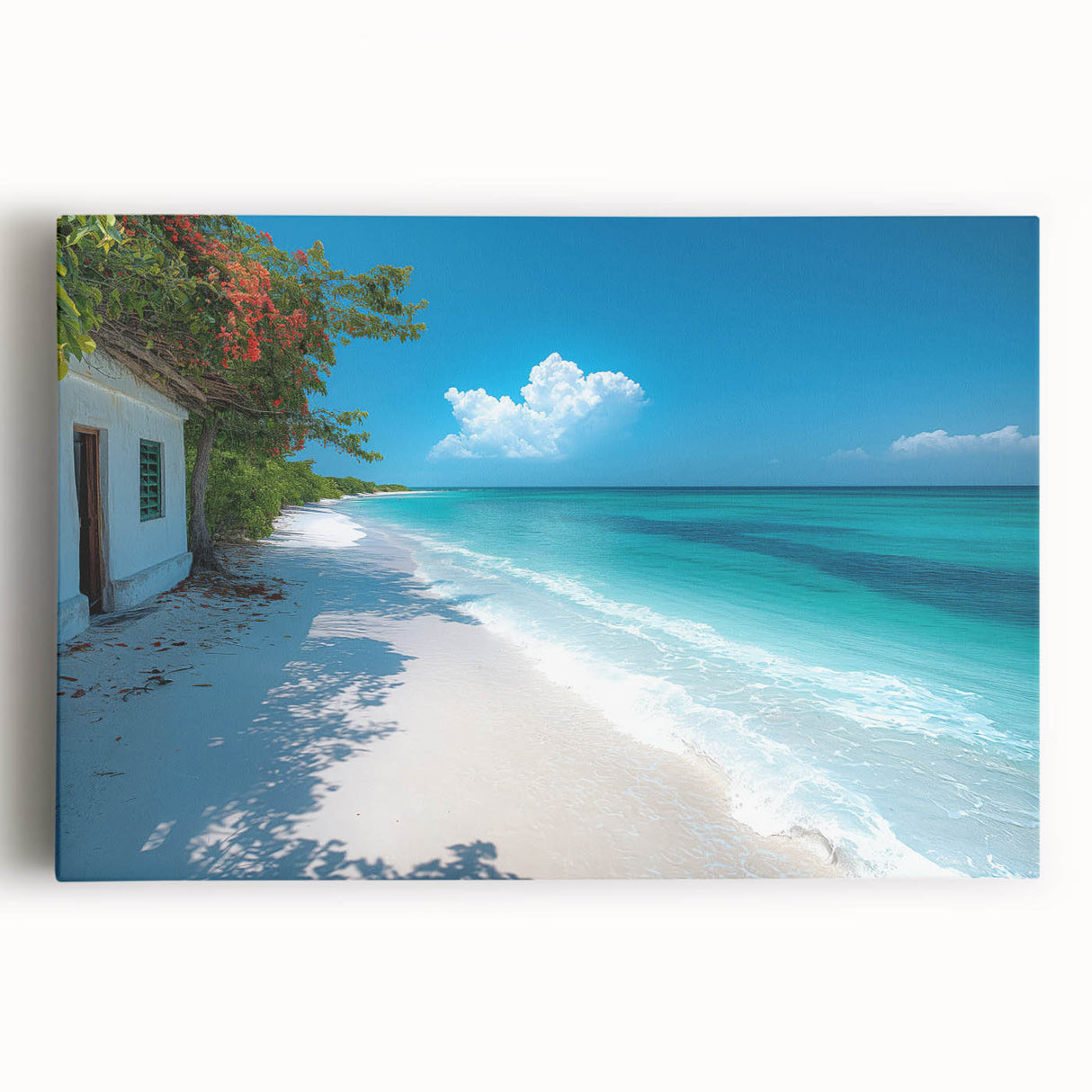 Large black and white stretched canvas featuring an African savannah scene, ideal for kitchen wall art.