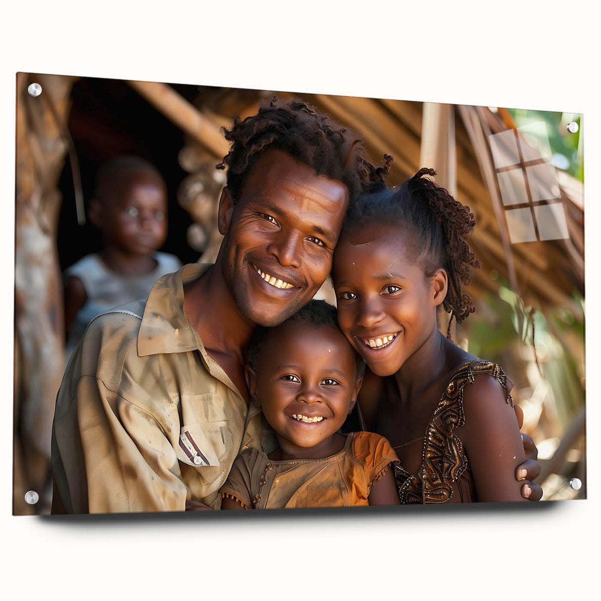 Large abstract wall art of Madagascar scenery in vibrant earth tones on acrylic glass.