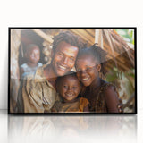 Large abstract wall art depicting a Madagascar scenery in muted earth tones on a framed acrylic.