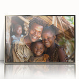 Acrylic print of a Madagascar landscape in art deco style with silver frame, ideal for modern art wall decor.