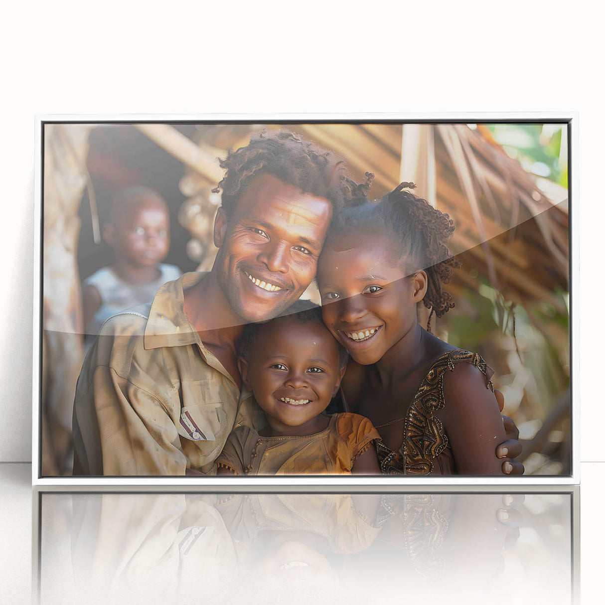 Mid-century modernist acrylic print featuring a Madagascar landscape in muted earth tones, ideal for modern art wall decor.