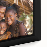 Extra large framed canvas of a textured Madagascar scenery in black with colorful art accents, ideal for living room decor.