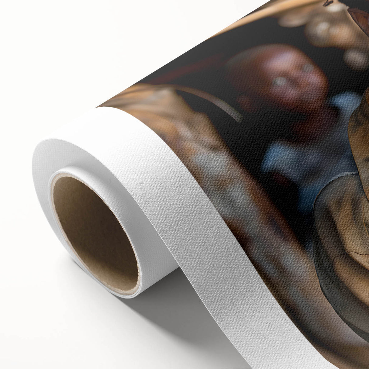 Art Deco poster of Madagascar scenery on rolled canvas, featuring earthy tones, perfect for nursery wall art.