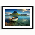 Extra large abstract art print featuring textured, colorful depiction of Mauritius scenery on a black framed canvas.