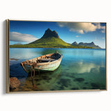 Framed canvas landscape art painting depicting a vivid Mauritius scenery in vibrant colors.