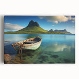 Large black and white stretched canvas of a Mauritius landscape, ideal for kitchen wall art.
