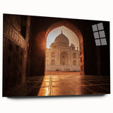 Large abstract acrylic print of Moroccan scenery in earth tones, ideal for bedroom or dining room art.