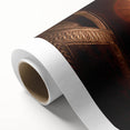 Art deco poster of Moroccan scenery in muted earth tones on rolled canvas, ideal for nursery wall art.