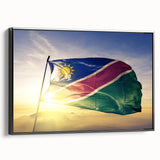 Black and white framed canvas of a Namibian landscape, ideal for bedroom wall art.
