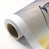 Art deco poster of Namibian scenery on rolled canvas, featuring subdued earth tones.