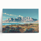 Large black and white stretched canvas of an African savannah scene, ideal for kitchen wall art.