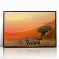 Large abstract wall art depicting the Tanzania scenery in muted earth tones on a framed acrylic.