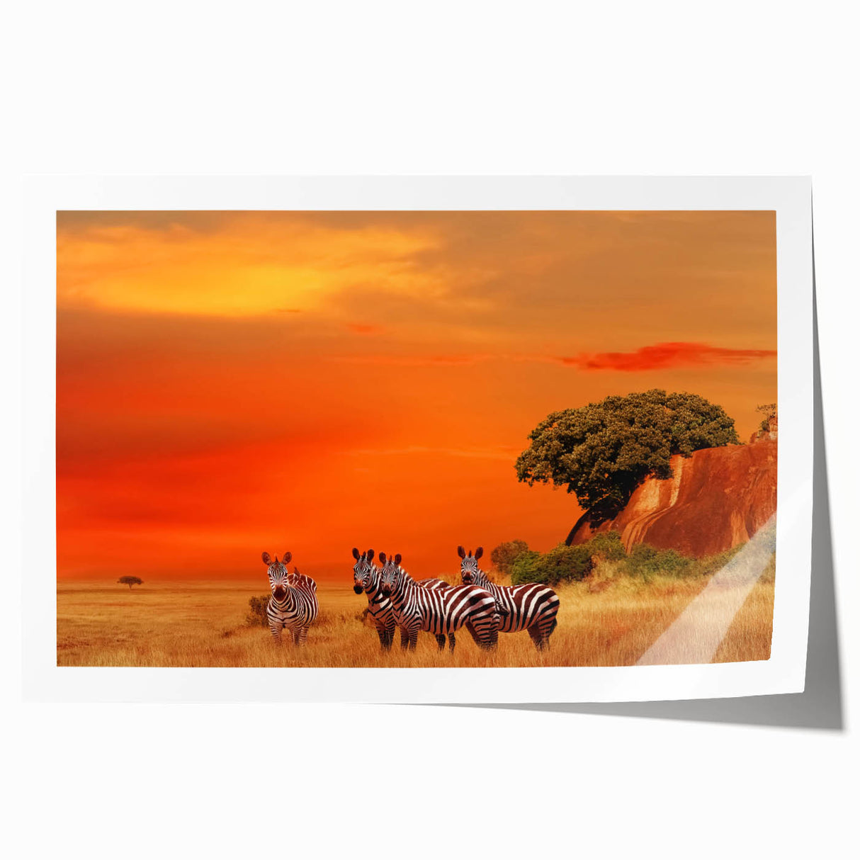 Extra large rolled print of Tanzania scenery with vibrant green and earth tones, ideal for art wall dining room.