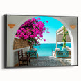 Black and white landscape art painting of Tunisia scenery on a framed canvas, ideal for bedroom wall decor.