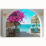 Large black and white stretched canvas of a Tunisian landscape, ideal for kitchen wall art.
