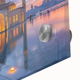 Large abstract wall art depicting an Asian Azerbaijani landscape in muted earth tones on acrylic glass.