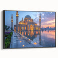 Black and white landscape art painting of a serene Azerbaijani scenery on framed canvas, ideal for bedroom wall decor.