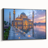 Black and white landscape art painting of a serene Azerbaijani scenery on framed canvas, ideal for bedroom wall decor.
