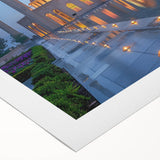 Art deco poster of an Asian landscape featuring muted earth tones on rolled canvas, suitable for dining room decor.