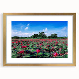 Extra large abstract art print featuring textured scenery of Bangladesh in muted earth tones, framed in gold.