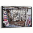 Black and white landscape painting of Georgian scenery on a framed canvas, ideal for bedroom wall art.