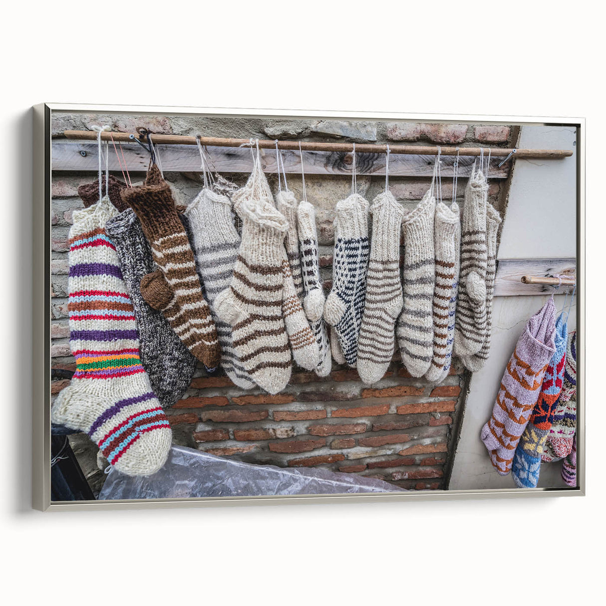 Framed canvas featuring a vintage-style landscape art painting of a Georgian scenery in vibrant colors.