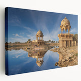 Large art depicting a vibrant Indian landscape on stretched canvas, ideal for kitchen wall art.
