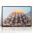Large abstract wall art featuring a stylized Indonesian landscape in muted earth tones on a framed acrylic print.
