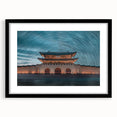 Extra large abstract art print featuring vibrant, colorful textures of a Korean landscape on a framed canvas.