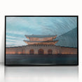 Large abstract wall art depicting a serene Korean landscape in muted earth tones on a framed acrylic.