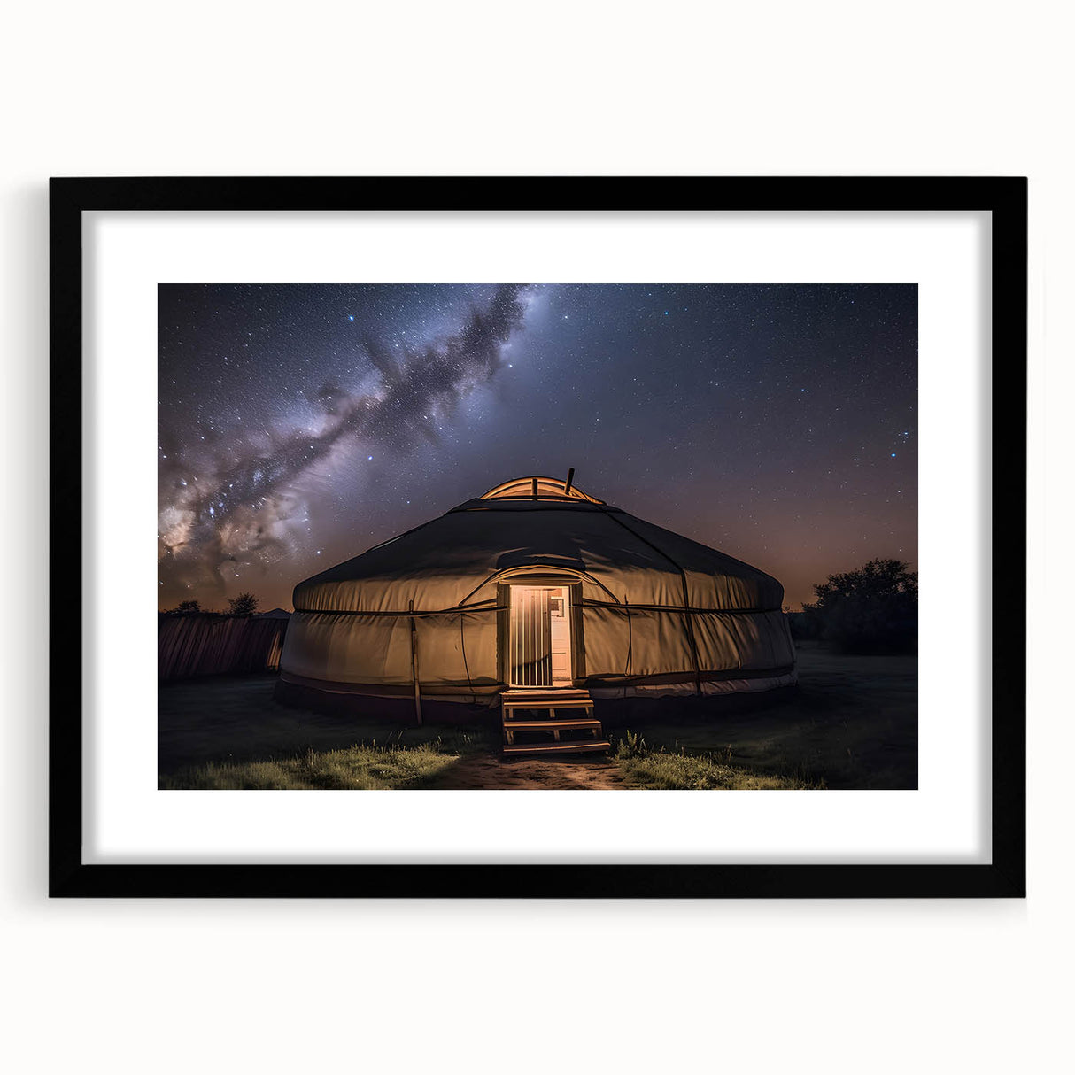 Extra large framed abstract print of a colorful Mongolian landscape on canvas, ideal for living room decor.