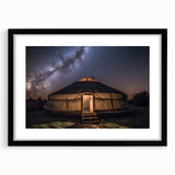 Extra large framed abstract print of a colorful Mongolian landscape on canvas, ideal for living room decor.
