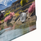 Large abstract wall art depicting a Pakistani scenery in muted earth tones on acrylic glass, ideal for dining room decor.