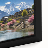 Extra large framed canvas featuring a textured depiction of a vibrant Pakistani landscape, ideal for living room decor.
