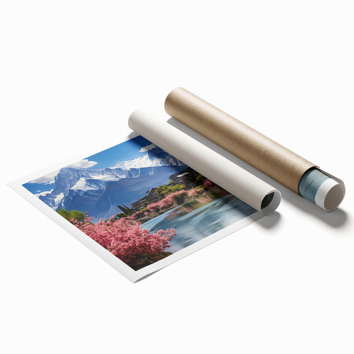 Extra large rolled print featuring a serene Pakistani landscape with soft pastel shades, ideal for classy bathroom wall art.