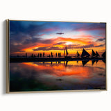 Vintage poster art of a Philippine landscape on framed canvas, with predominant black and gold tones.