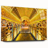 Acrylic print of a Sri Lankan landscape with lush greens and blues, ideal for dining room decor.