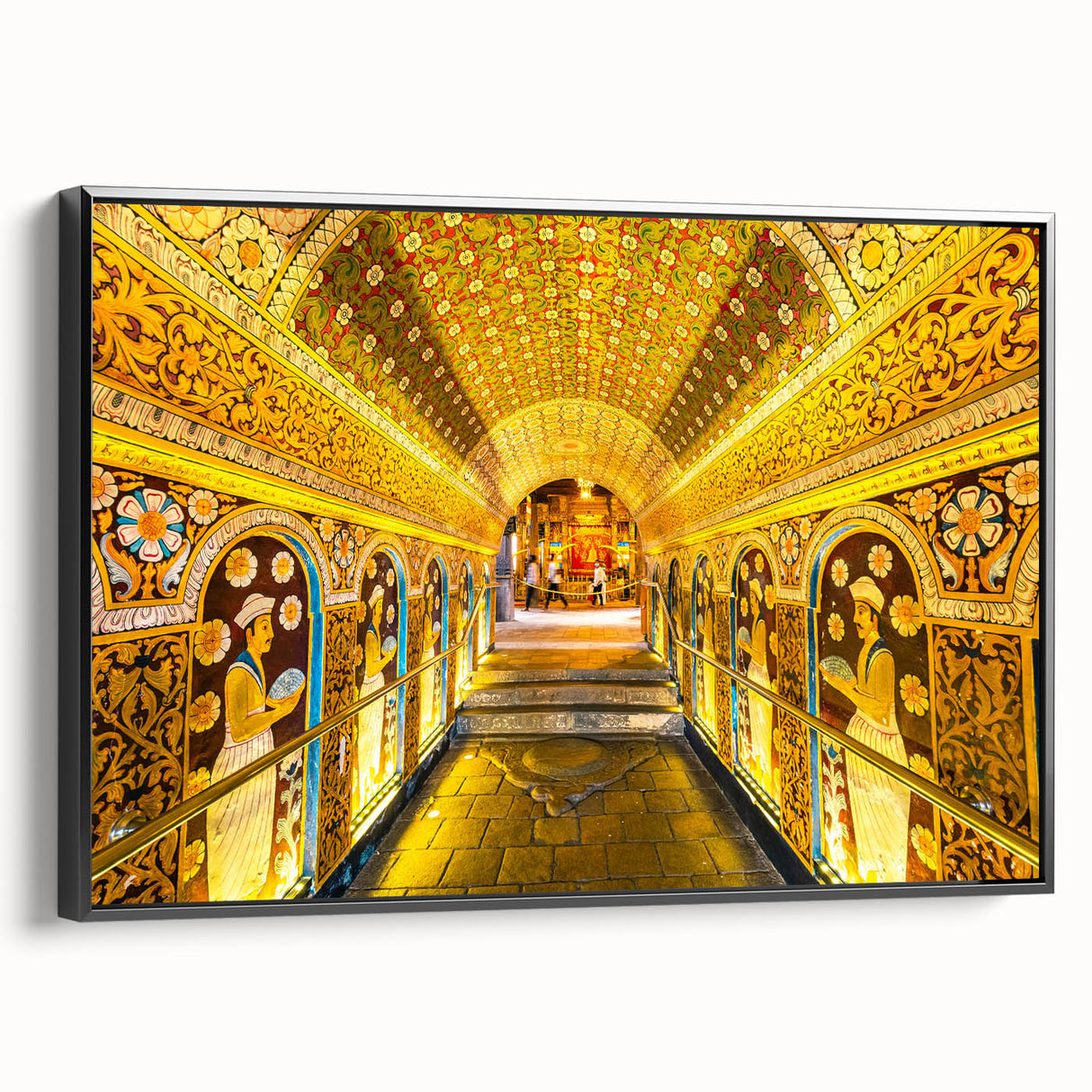 Black and white framed canvas featuring a vintage-style landscape of Sri Lanka, ideal for bedroom wall decor.