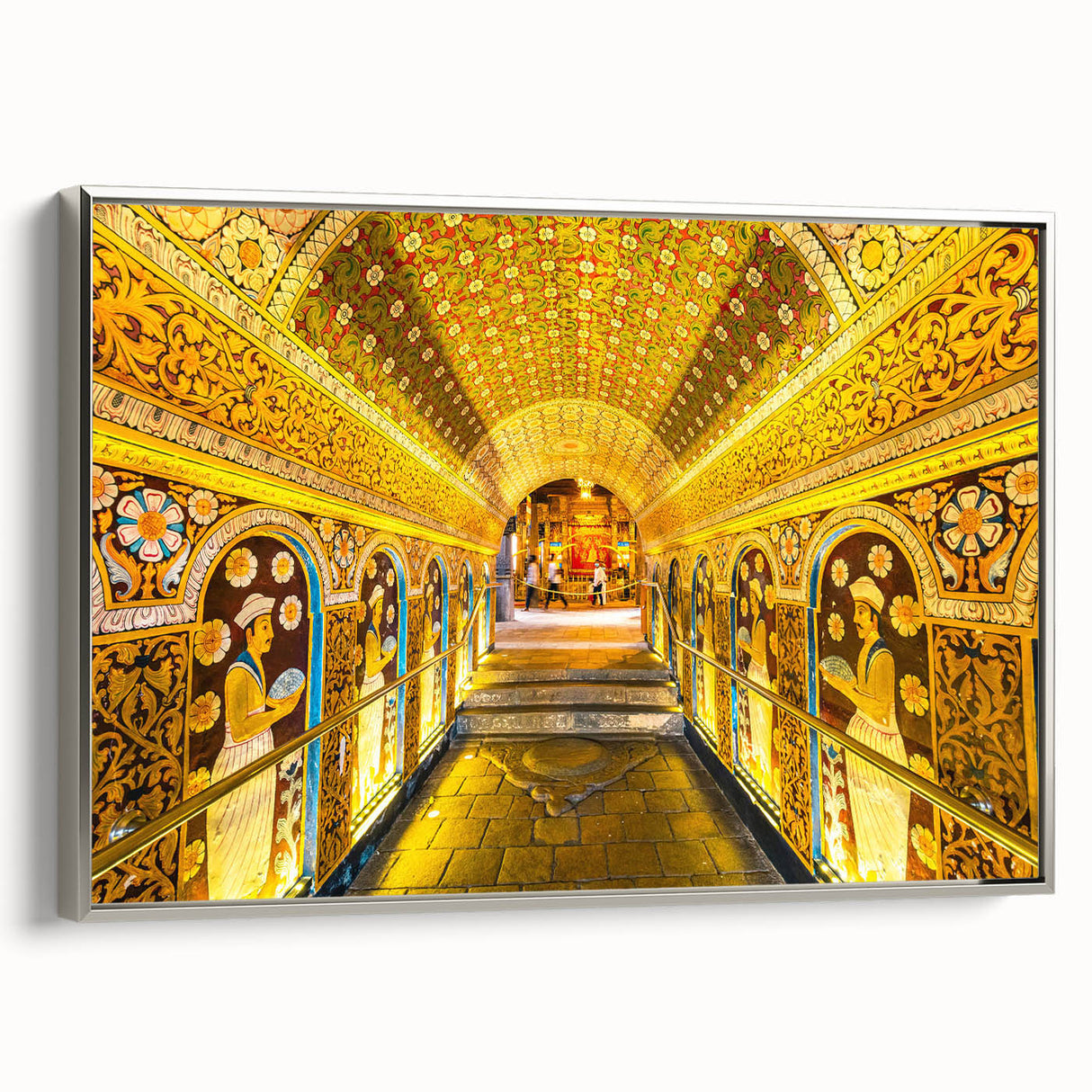 Landscape art painting of a Sri Lankan scene in vibrant colors on a framed canvas, ideal for living room decor.