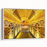 Framed canvas of vintage poster art depicting a Sri Lankan landscape in vibrant colors, ideal for living room decor.
