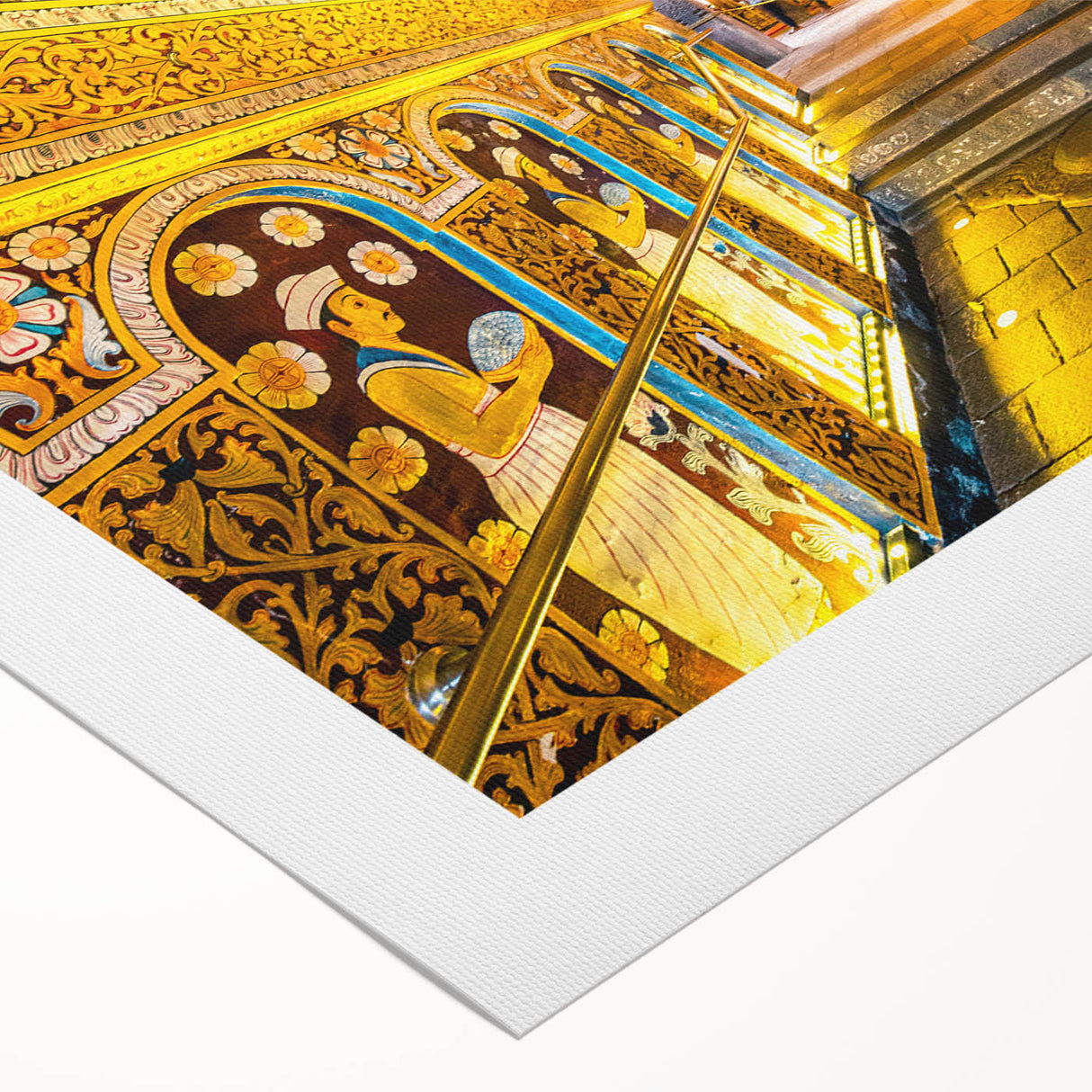 Art deco poster featuring a Sri Lankan landscape in muted earth tones on rolled canvas, suitable for dining room decor.