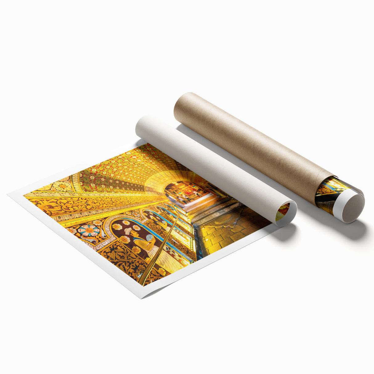 Extra large rolled print of a serene Sri Lankan landscape with lush greenery and floral elements.
