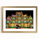 Extra large abstract art print of a Taiwanese landscape in textured gold tones, framed, ideal for living room decor.