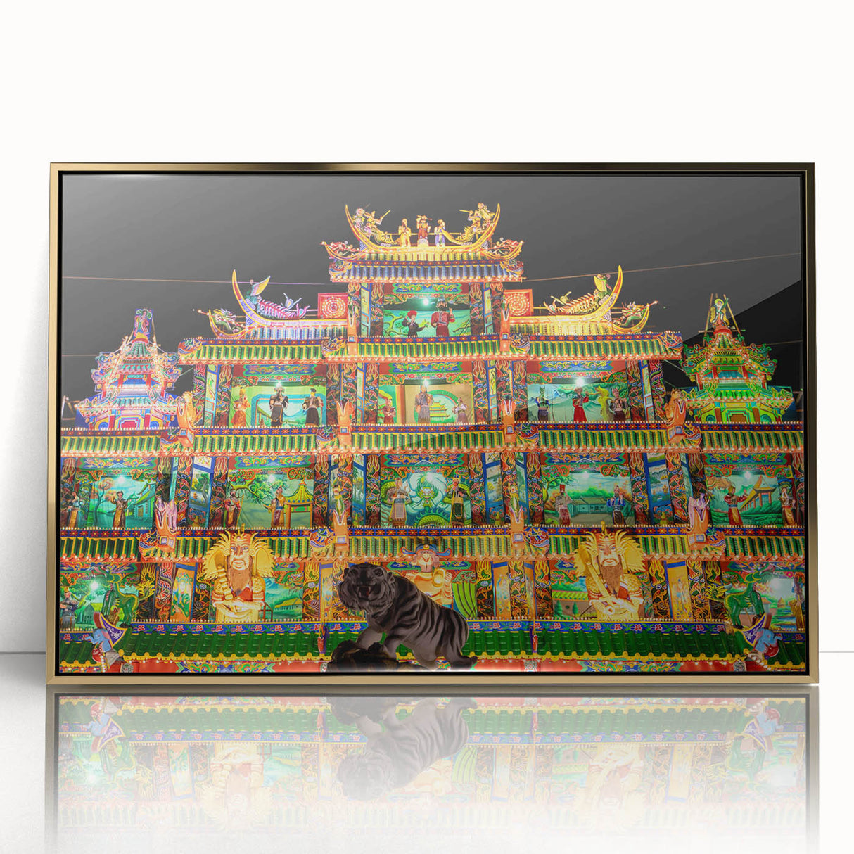 Framed acrylic print of a serene Taiwanese landscape in soft pastel colors, ideal for modern nursery wall art.