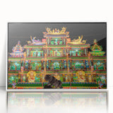 Art deco poster of a Taiwan scenery in muted pastel shades on framed acrylic, suitable for nursery wall art.