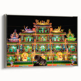 Framed canvas of a vintage-style landscape art painting depicting Taiwan scenery in vibrant colors.