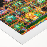 Art deco poster of a Taiwanese landscape in muted earth tones on rolled canvas, suitable for dining room walls.